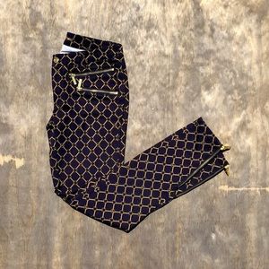 Michael Kors Navy and Gold Chain Skinny Jeans